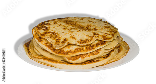 pancakes on a plate on a white background