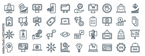 set of 40 flat marketing web icons in line style such as recommendation, rss, viral, behavior, sales, consumer, ratio icons for report, presentation, diagram, web design