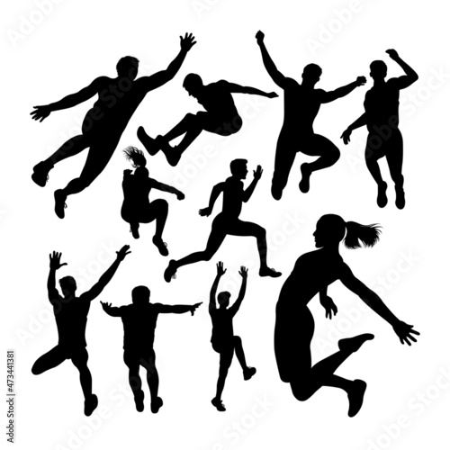 Long jump athlete silhouettes. Good use for symbol, logo, mascot, icon, sign, or any design you want.