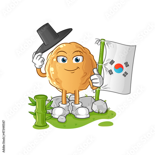 meatball korean character. cartoon mascot vector