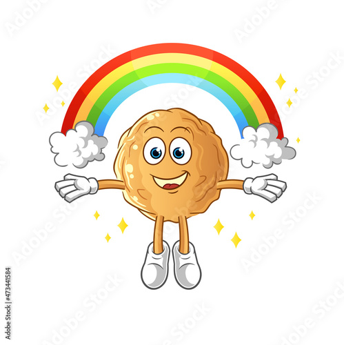 meatball with a rainbow. cartoon vector