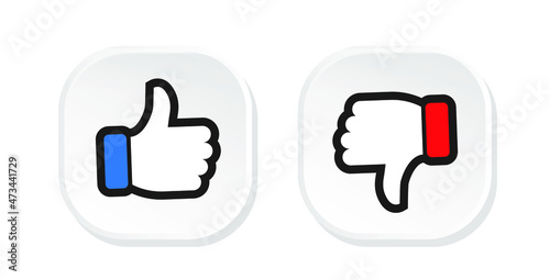 Thump Up and Thump Down or Like and Dislike buttons Hands - vector illustration