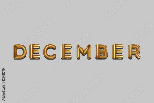 december written with golden foil balloons. december letter golden balloons, December typography. isolated vector design