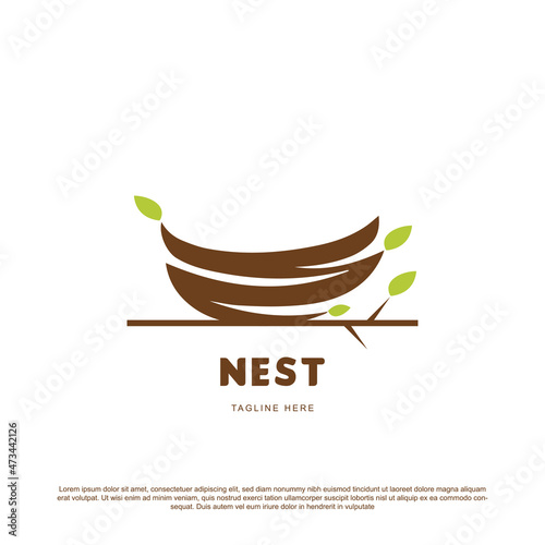 Simple nest logo design vector illustration.