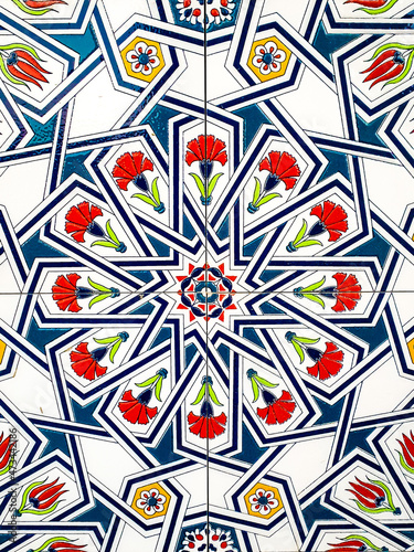 Wallpaper Mural traditional Uzbek pattern on the ceramic tile on the wall of the mosque, seamless background	 Torontodigital.ca