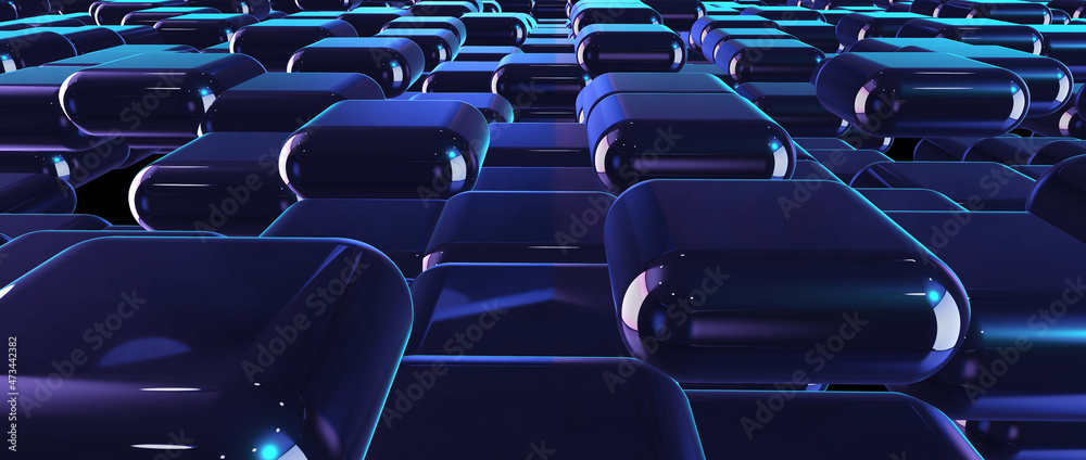 Fototapeta premium Digital technology concept of sci-fi block box for cyber crypto security. Big data crypto cyber system background. Big data cyber technology system. 3d illustration