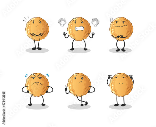 meatball angry group character. cartoon mascot vector