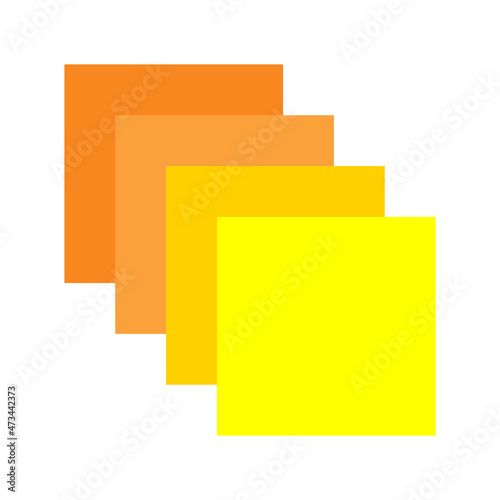 Yellow design palette. Colored squares icons. Hand art. Computer paint. Simple pattern. Vector illustration. Stock image.