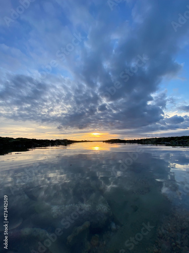 sunset over the river