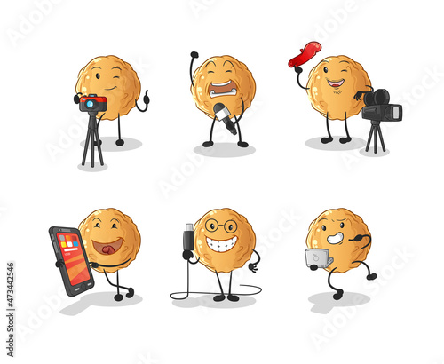 meatball technology group character. cartoon mascot vector