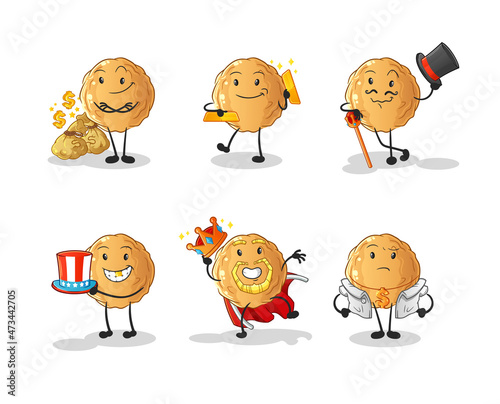 meatball rich character. cartoon mascot vector