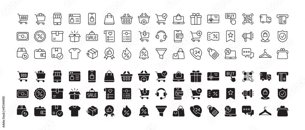 Online Shopping icon set. Vector graphic illustration.