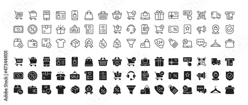 Online Shopping icon set. Vector graphic illustration.