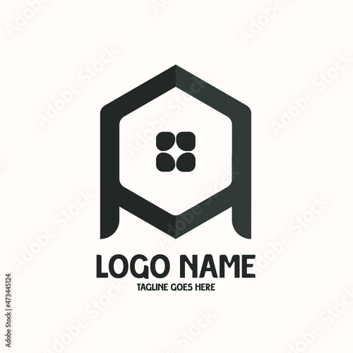 Abstract logo design in the form of the letter A and house, suitable for use as brand logos, mascots and tattoos too.