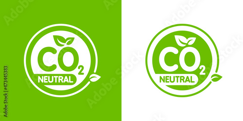 co2 neutral dioxide carbon green logo emblem sticker design vector illustration photo