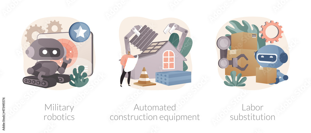 Fototapeta premium Artificial intelligence in industry abstract concept vector illustrations.