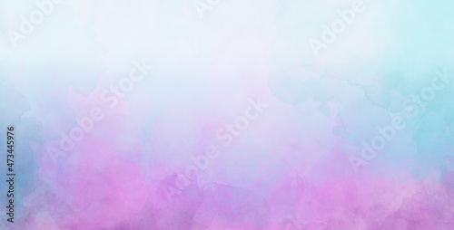 purple blue and pink watercolor background with white gradient fog border, pastel colors and watercolor painted texture design