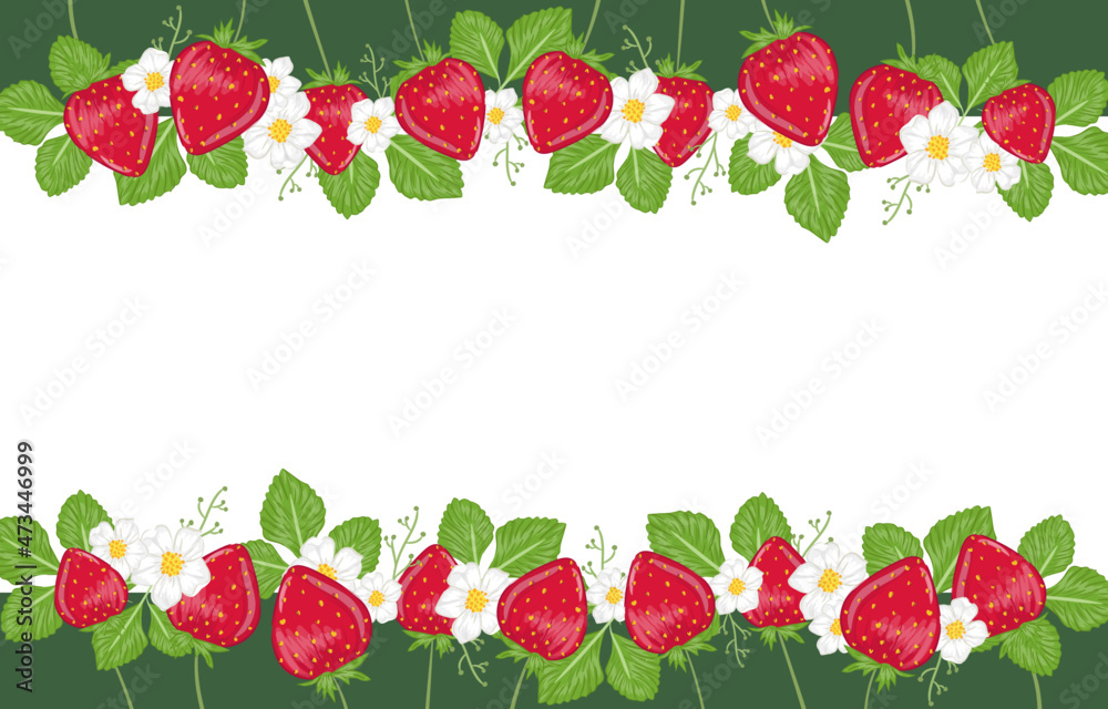 green background floral strawberries green background floral strawberries