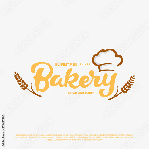 Vintage lettering bakery logo design vector illustration