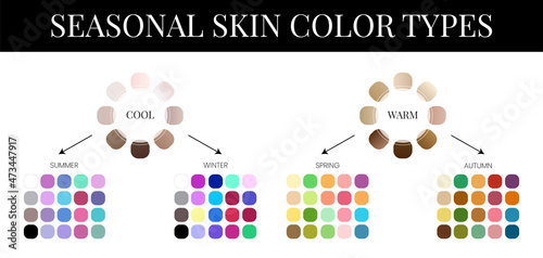 Seasonal Skin Color Analysis Palette with Color Swatches