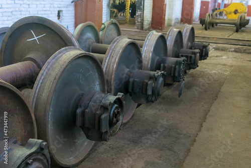 Shop repair and restoration of the train wheels with train stations