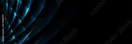 Dark blue neon glowing lights logo vector design. Abstract hi-tech futuristic background