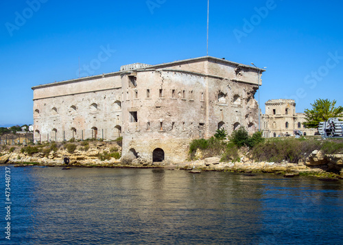 View of the Mikhailovskaya Battery from the side of the Sevastopol Bay  Crimea