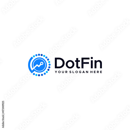 minimalist DotFin circle circuit graph logo design
