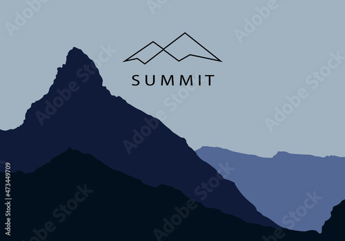 vector illustration of Mountain, Nature concept logo, Summit, Peak - Vector