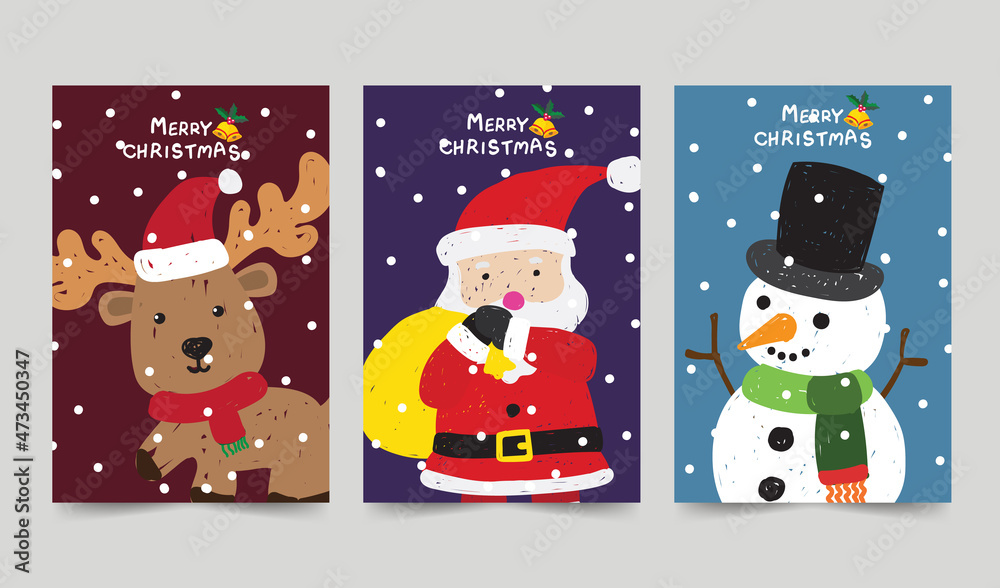 christmas hand drawn art design cards collection 05