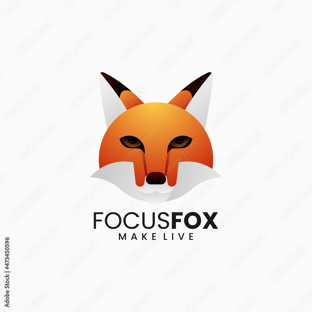Obraz premium Vector Logo Illustration Fox Gradient Colorful Style.