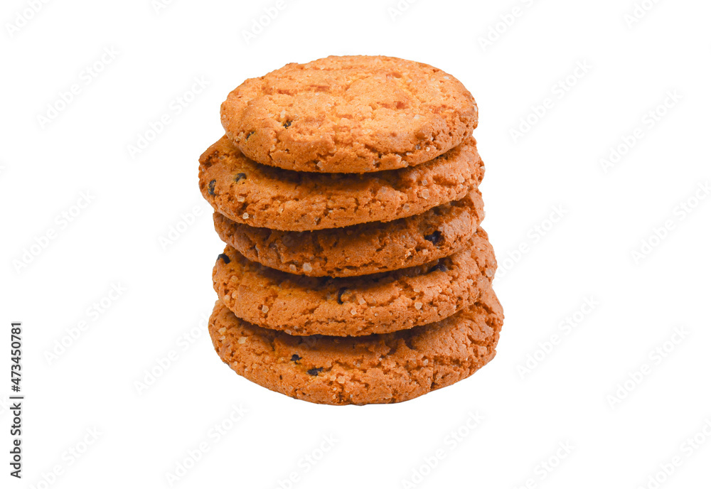 sweet homemade cookies with chocolate chips isolated on a white background, sweets and treats for the holiday. sweet homemade cookies with chocolate chips isolated on a white background, sweets and treats for the holiday.