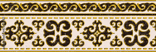 Seamless pattern, banner. Ethnic background on the theme of Turkic art, vector design.