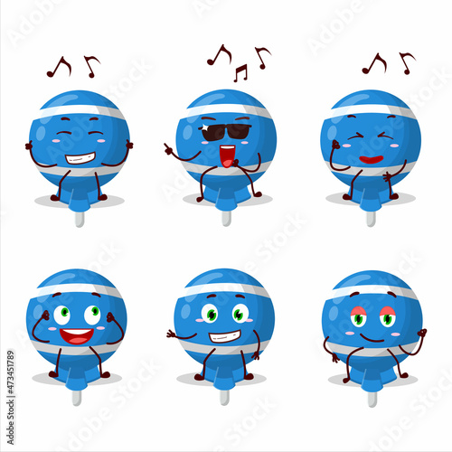 An image of blue lolipop wrapped dancer cartoon character enjoying the music