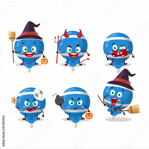 Halloween expression emoticons with cartoon character of blue lolipop wrapped