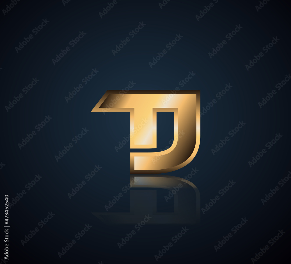 Modern Initial logo 2 letters Gold simple in Dark Background with Shadow Reflection TJ Modern Initial logo 2 letters Gold simple in Dark Background with Shadow Reflection TJ