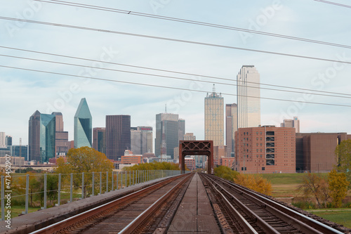 Tracks leading to downtown Dallas