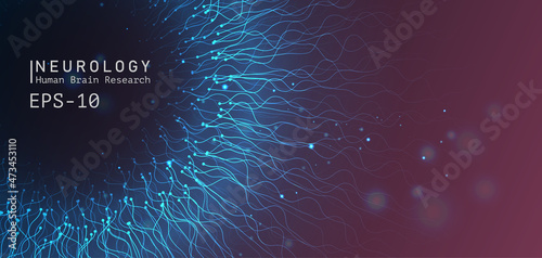 Futuristic artificial intelligence background. AI technology. Big data. Neurons connecting. Big science medical concept.