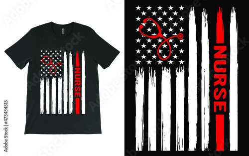 USA Flag Nurse T-Shirt Vector, Leopard Nurse Life Shirt, RN Shirts, Nurse Week, Nursing Shirt, Nursing School Tee