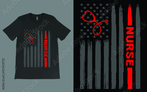 USA Flag Nurse T-Shirt Vector, Leopard Nurse Life Shirt, RN Shirts, Nurse Week, Nursing Shirt, Nursing School Tee