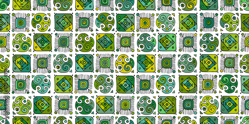 Talavera pattern. Indian patchwork. Turkish ornament. Moroccan tile mosaic. Spanish decoration. Ethnic background. Seamless pattern for your design