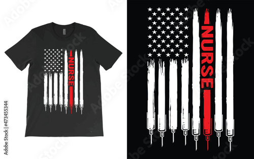 USA Flag Nurse T-Shirt Vector, Leopard Nurse Life Shirt, RN Shirts, Nurse Week, Nursing Shirt, Nursing School Tee