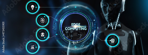 Edge computing modern IT technology on virtual screen. Business, technology, internet and networking concept. 3d render