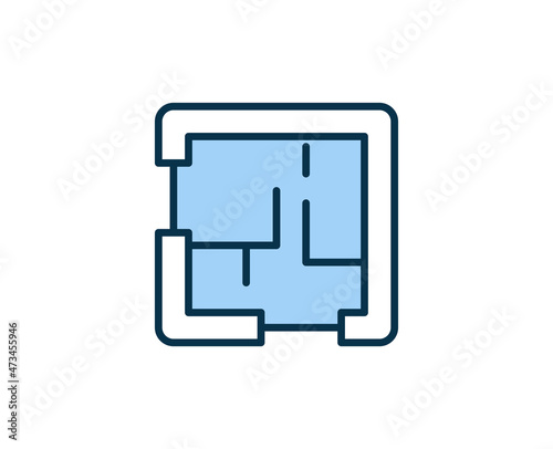 House plan flat icon. Single high quality outline symbol for web design or mobile app. House thin line signs for design logo, visit card, etc. Outline pictogram EPS10