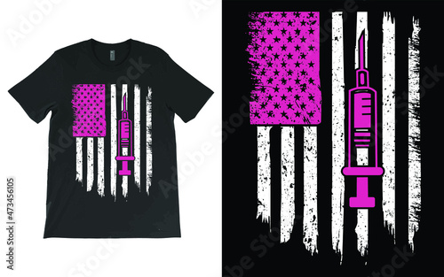 USA Flag Nurse T-Shirt Vector, Leopard Nurse Life Shirt, RN Shirts, Nurse Week, Nursing Shirt, Nursing School Tee