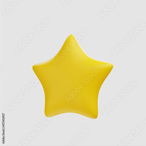 3d rendering star icon illustration object with grey background