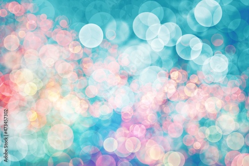 abstract colorful bokeh background, blue, turquoise, pink wallpaper with light effects,  editing material with lights for decoration, winter bokeh lights 