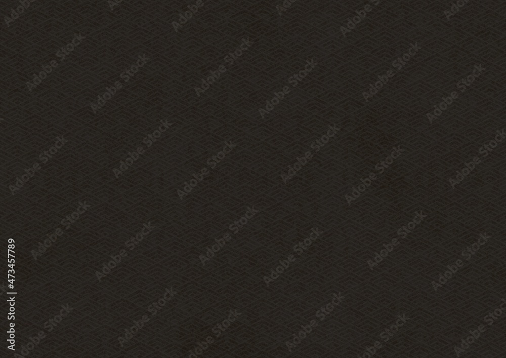 黒色の和柄模様（菱青海波）の和紙の質感のある背景