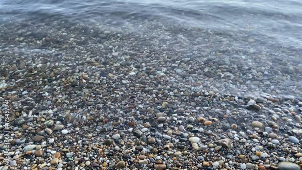 Water ripples and waves on rocky beacg Water ripples and waves on rocky beacg