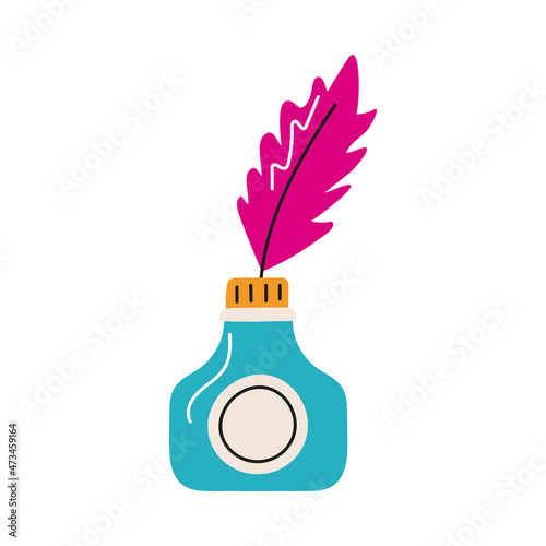 ink bottle and feather